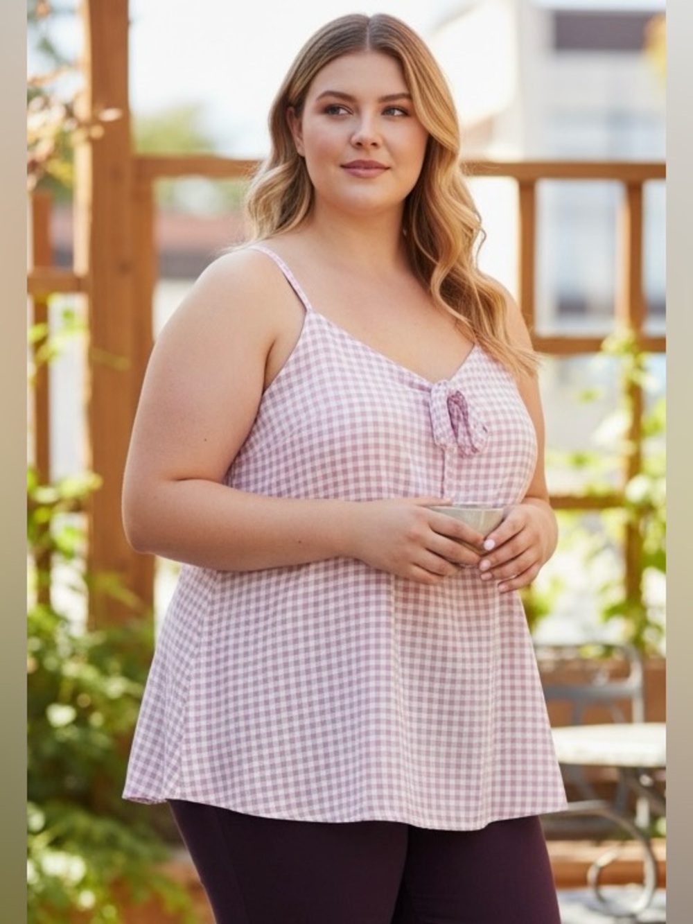 NWT Torrid Sophie Purple Gingham Cami Tank| Size 2X (18/20) Bow Front